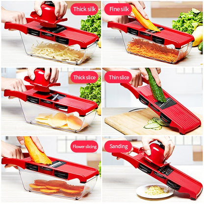 10-in-1 Mandoline Vegetable Slicer with Stainless Steel Blades – Multi-Purpose Cutter and Grater