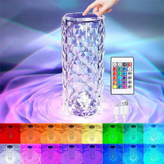 Crystal Diamond Table Lamp – 16-Color Changing Touch & Remote Control LED Light for Home & Decor