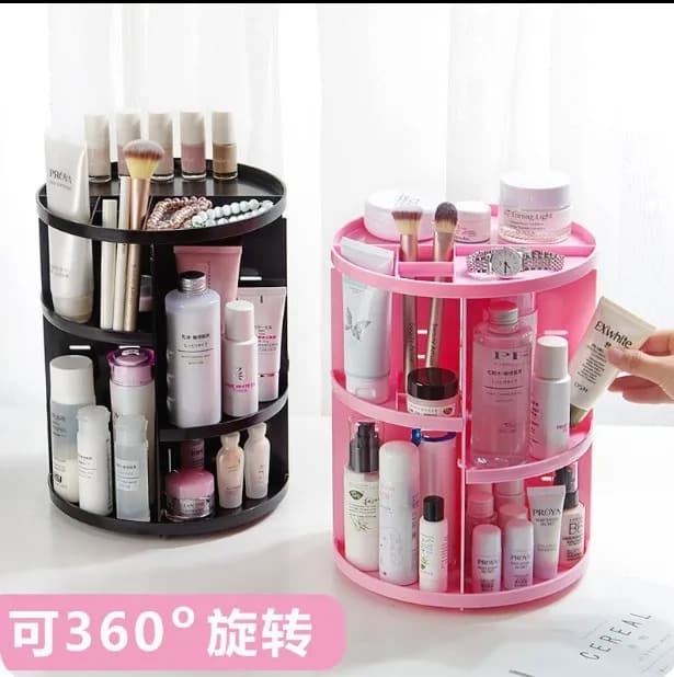 360 Rotating Cosmetic & Jewellery Organizer – Large Capacity, Adjustable Shelves, Space-Saving