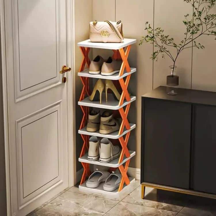 6 Layer X Shap Stackable Shoe Rack Shoe Stand Support Home Door Entrance Shoes Rack Space Saving Cabinet Shoe Storage Organizer