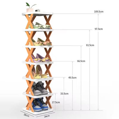 6 Layer X Shap Stackable Shoe Rack Shoe Stand Support Home Door Entrance Shoes Rack Space Saving Cabinet Shoe Storage Organizer