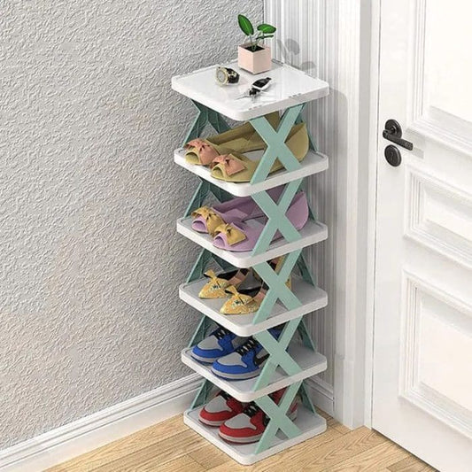 6 Layer X Shap Stackable Shoe Rack Shoe Stand Support Home Door Entrance Shoes Rack Space Saving Cabinet Shoe Storage Organizer