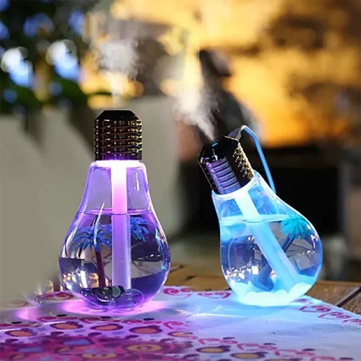 Bulb Humidifier with Color Changing Lights – 400ML Cool Mist